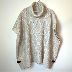 MAX STUDIO CABLE KNIT TURTLENECK PONCHO SIZE LARGE